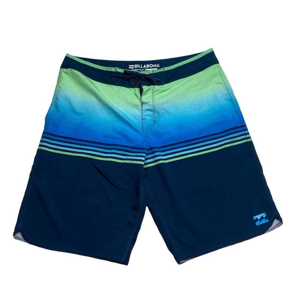 Billabong Platinum X Fifty50 Swim Trunks Mens 34 Blue Green Boardshorts